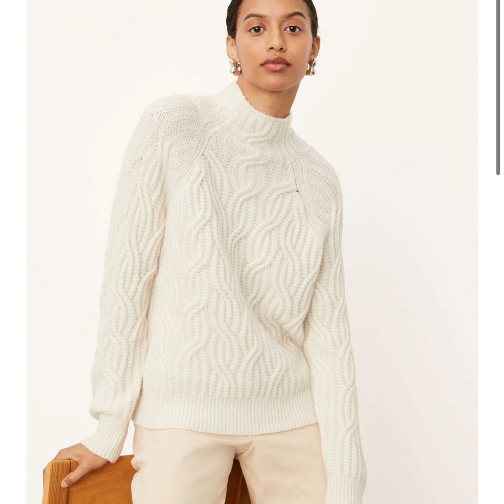 Vince Cable Knit Funnel Neck Wool Cashmere Blend Sweater Off White Size S Small
